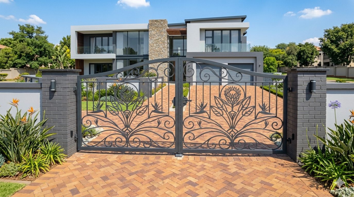Custom steel driveway gate